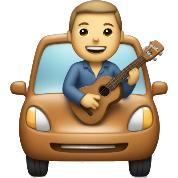 Someone driving a car while playing ukelele  emoji