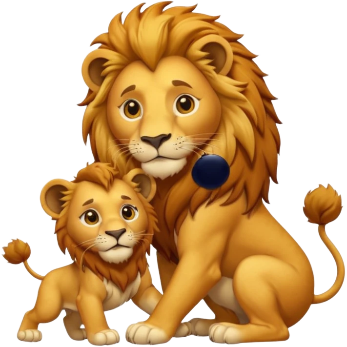 lion with a  cub playing emoji