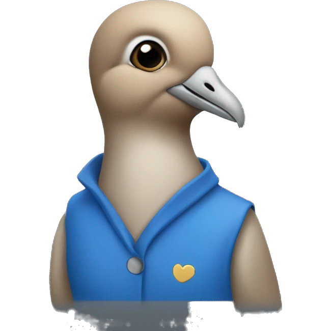 mourning dove wearing a blue vest emoji