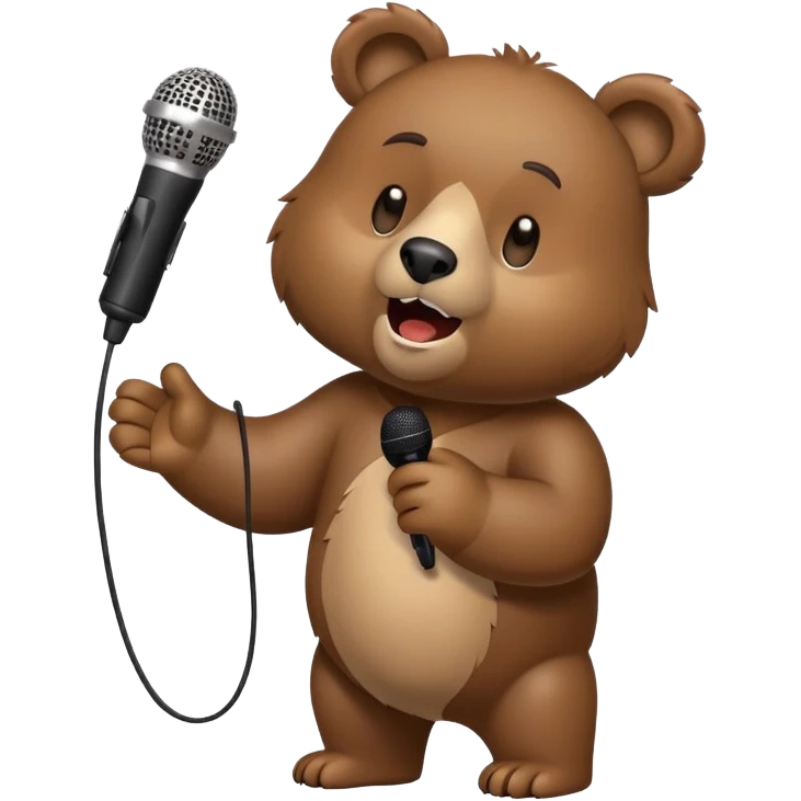 a bear that sings and holds a microphone emoji