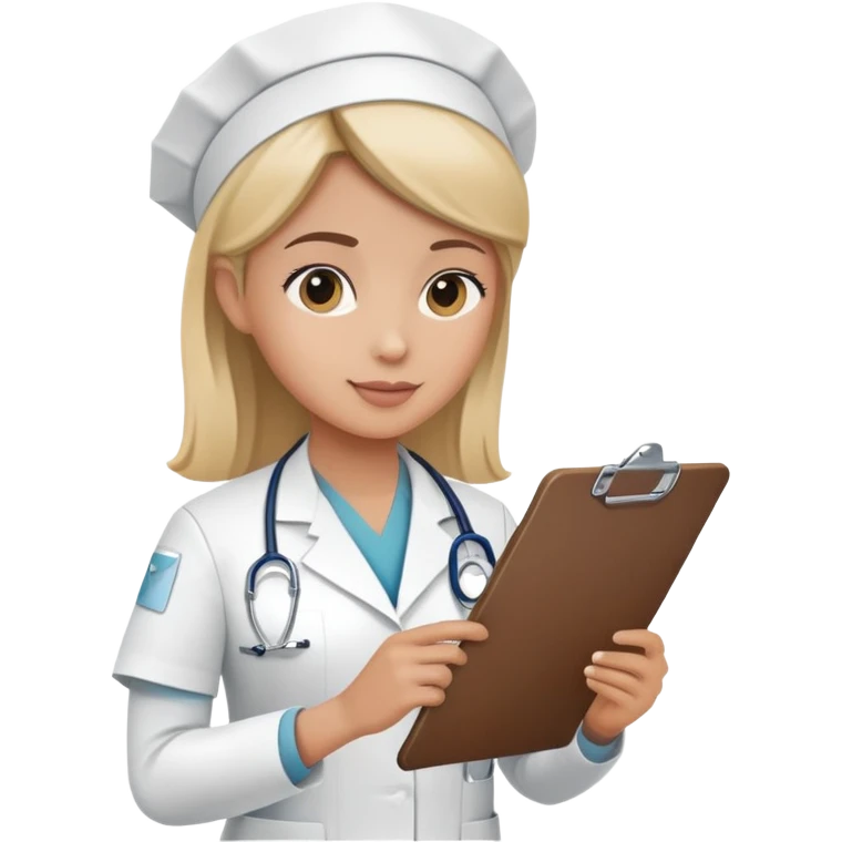 Nurse making hospital rounds, checking patients with clipboard emoji