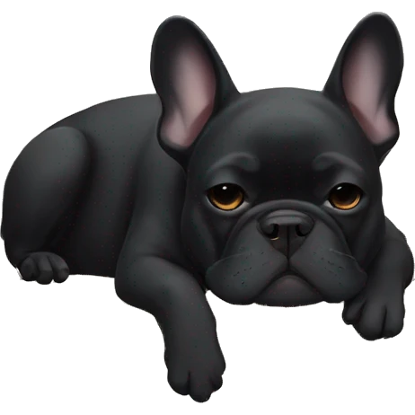 An all-Black French bulldog napping emoji