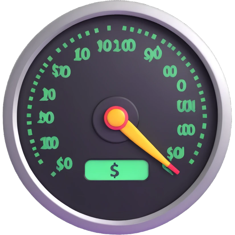 speedometer with a dollar sign in the center emoji