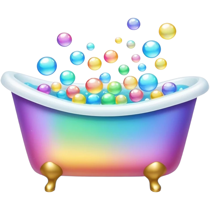 colorful bathtub with soap bubbles emoji