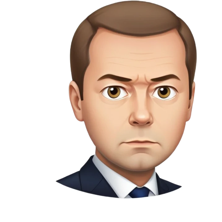 portrait of Dmitry Medvedev with a serious expression emoji