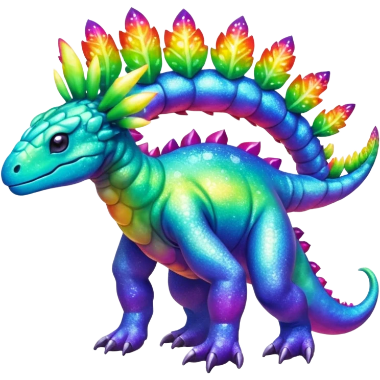 Shiny Exotic Iridescent Nebulae Meganium-Amaura-Aurorus-Fakémon-hybrid-creature (full body)  emoji
