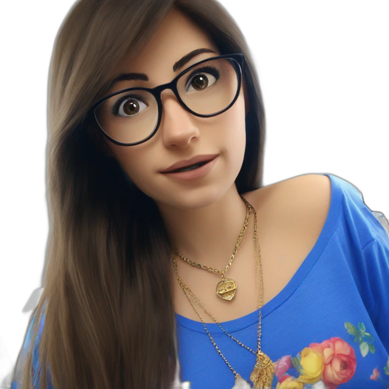 gazing girl with blue shirt. emoji