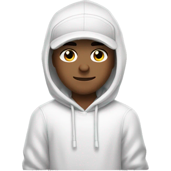 White boy gamer wearing airpods, wearing a hoodie and a cap emoji