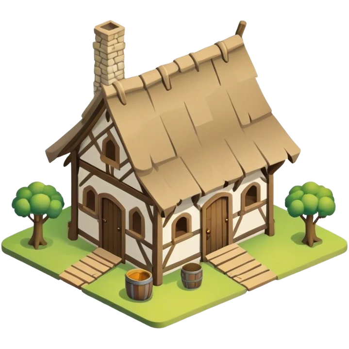 A isometric, old medieval shack. emoji