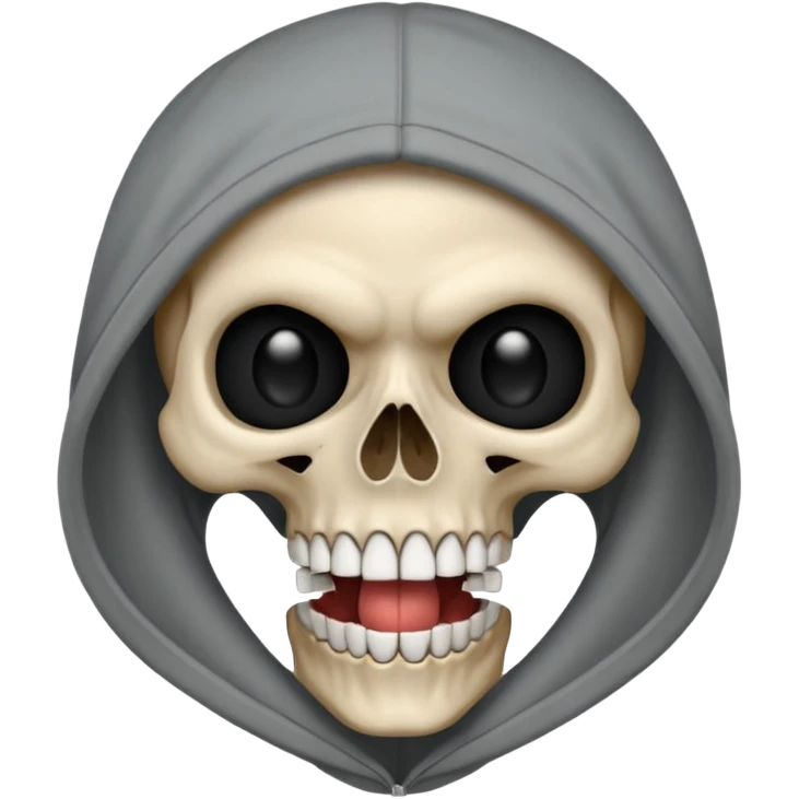 Laughing empty skull with no eye balls in a hoodie emoji