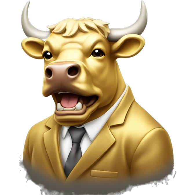 golden raging wall street bull portrait emoji
