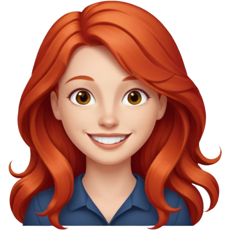 white woman with long red hair, smiling expression emoji