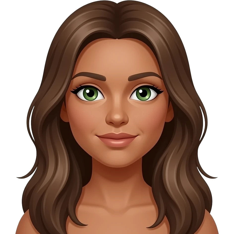cheveux brun pale long   yeux vert  bronzer emoji