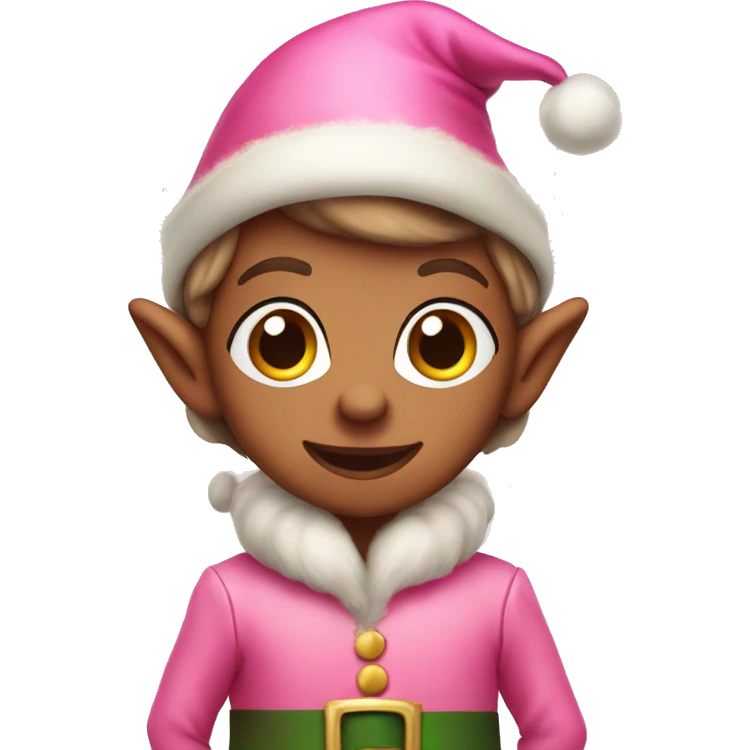 Cute Christmas elf in a pink clothes  emoji