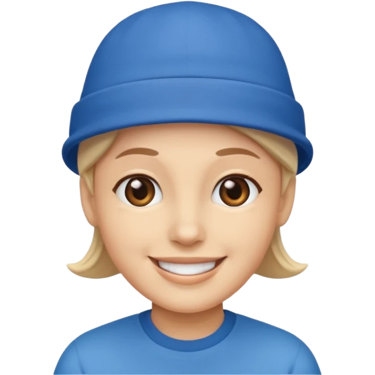 Mavi şapkalı gülen yüz emoji