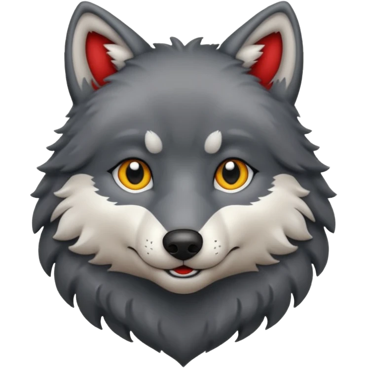 cute dark grey wolf inside heart emoji
