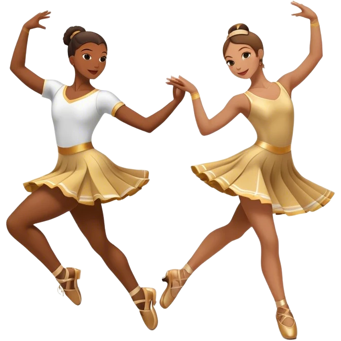 Icon for Sports Dance: a couple performing an energetic and synchronized dance, dressed in competitive dance attire, dance shoes, a rhythmically placed dance floor, and a competition backdrop. The icon should capture the athleticism, technique, and precision of sports dance. Transparent background. emoji