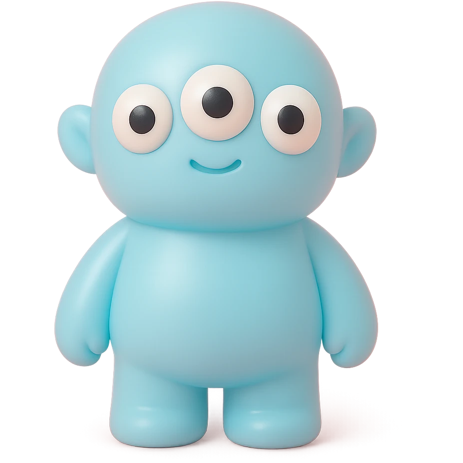 cute blue alien with three eyes emoji
