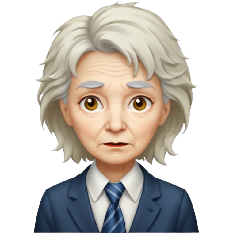 Very old women with Necktie.more smudges on face, different hair style. emoji