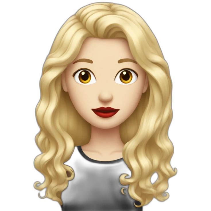 Blonde lang hair white girl with red lips emoji