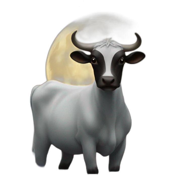 una vaca la luna el mar emoji