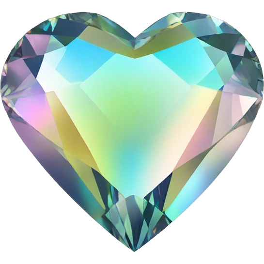 Heart shaped 56-carat iridescent diamond emoji