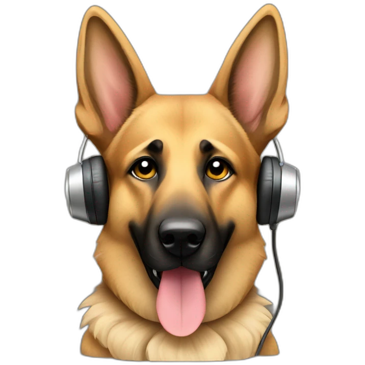 german shepherd dog listening to music emoji