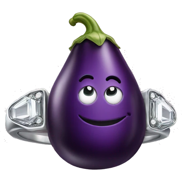Eggplant in engagement ring emoji