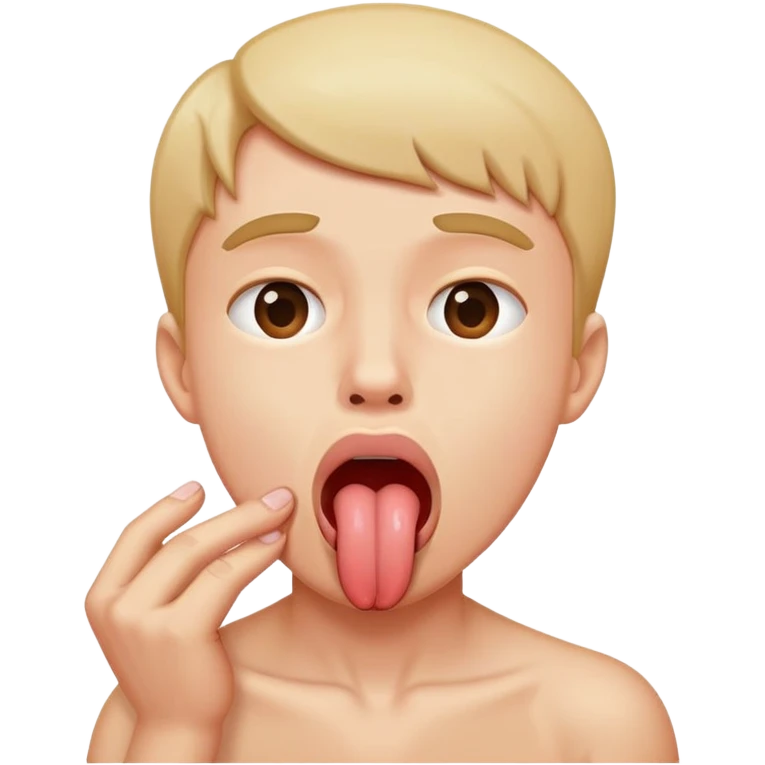 person choking self with tongue out emoji