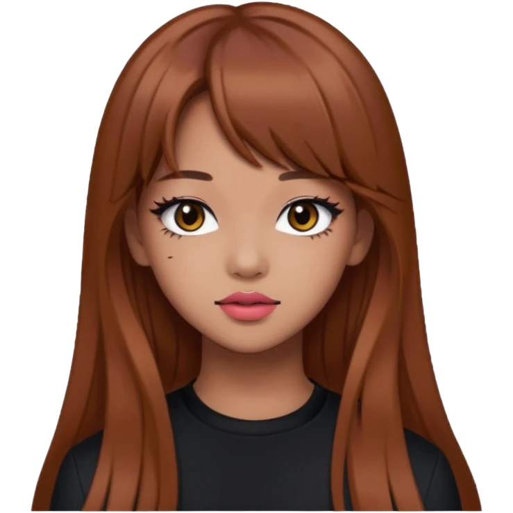 Lisa from BLACKPINK in brown hair with bold makeup emoji