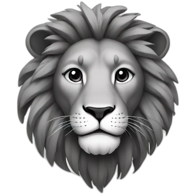 A lion in black and white with simple lines emoji