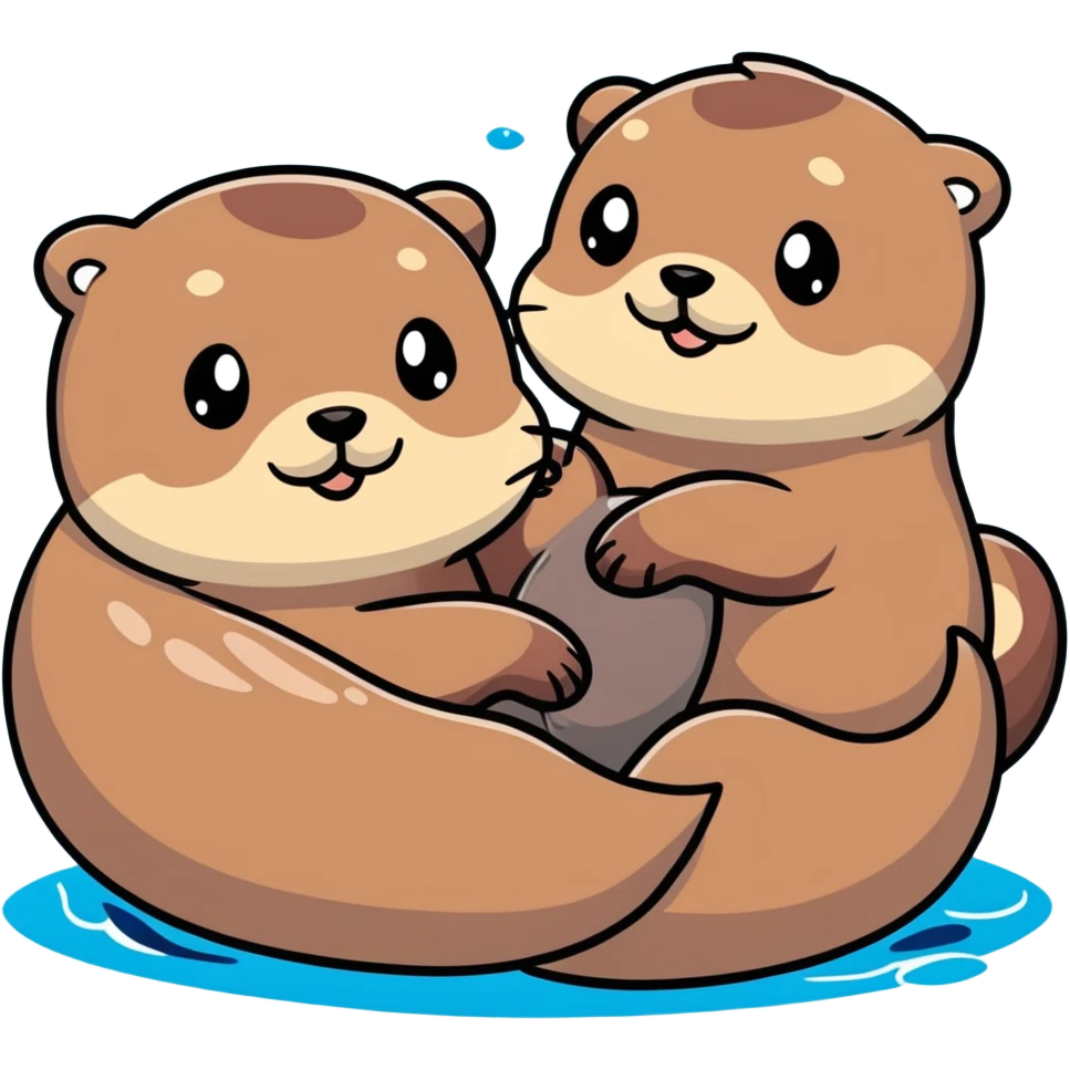 Otters playing in the water emoji