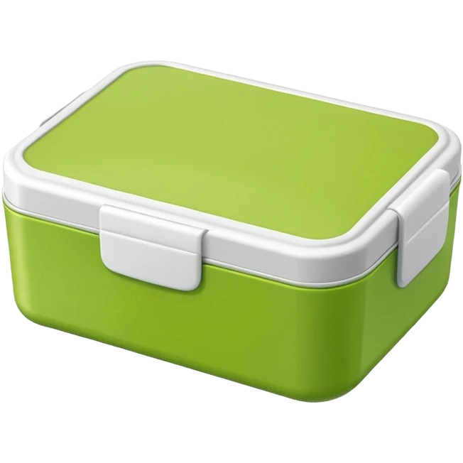 A small green empty lunchbox and a wipe emoji