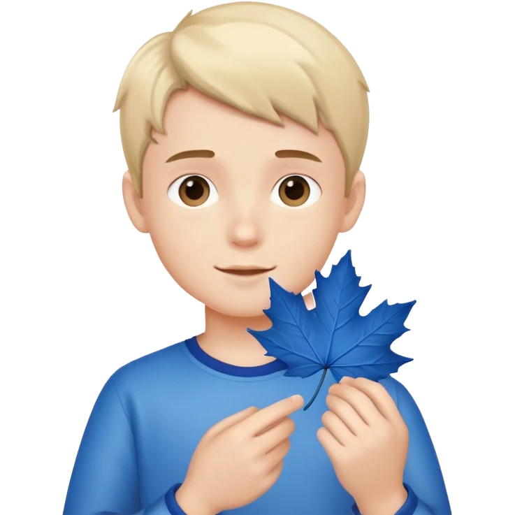 boy version of hello kitty holding a blue maple leaf emoji
