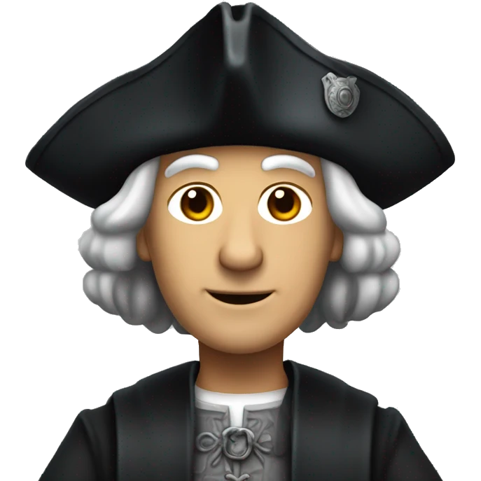 christopher columbus full body with grey hair and a black tricorn hat emoji