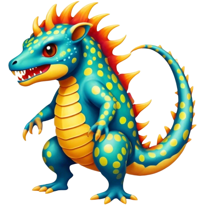 a colorful edgy vernid-fionbri-creature with splash patterns full body emoji