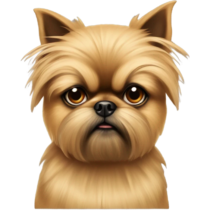 Brussels Griffon cross-bred with Pomeranian, only beige, angry emoji