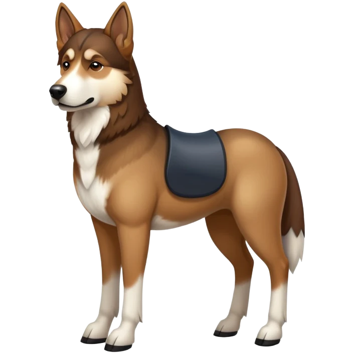 A German shepherd/husky mix turned into a horse emoji