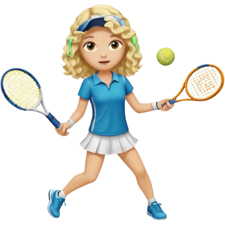 a blond girl with wavy hair playing tennis emoji