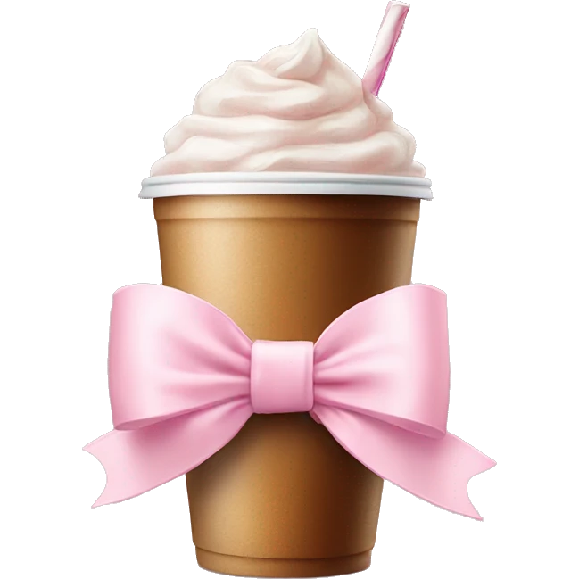 light pink bow on light pink bow on a ice coffe emoji