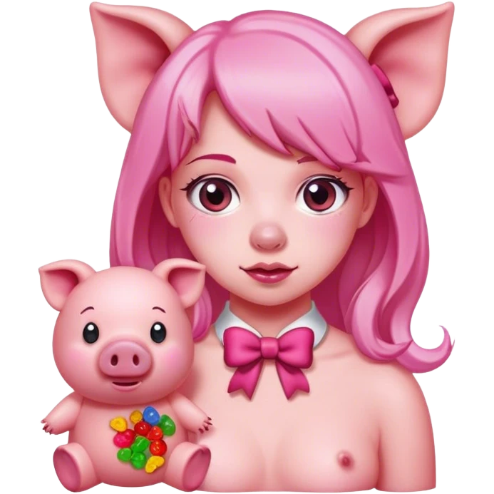 pink girl bow spam gummy bear pig emoji