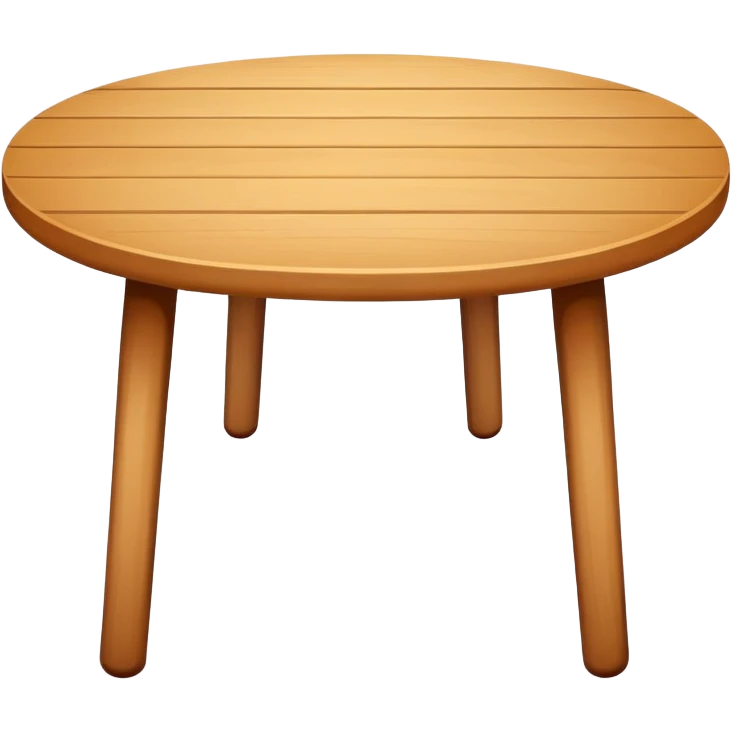 A flat, minimalistic, cartoon-style wooden table icon with four legs, viewed from the front, white background, no shadow, simple lines, high contrast, emoji design emoji