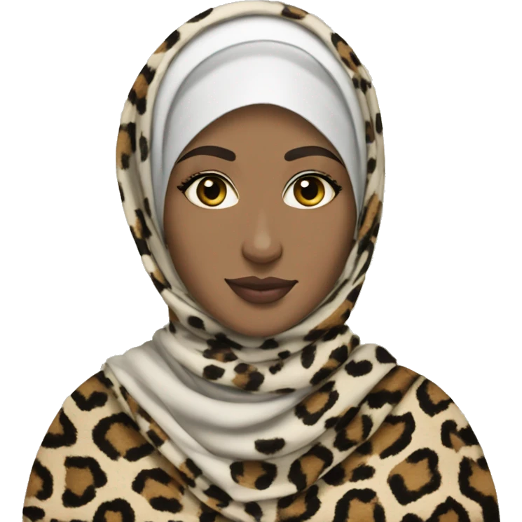 Pretty pale hijabi in leopard print hijab  emoji