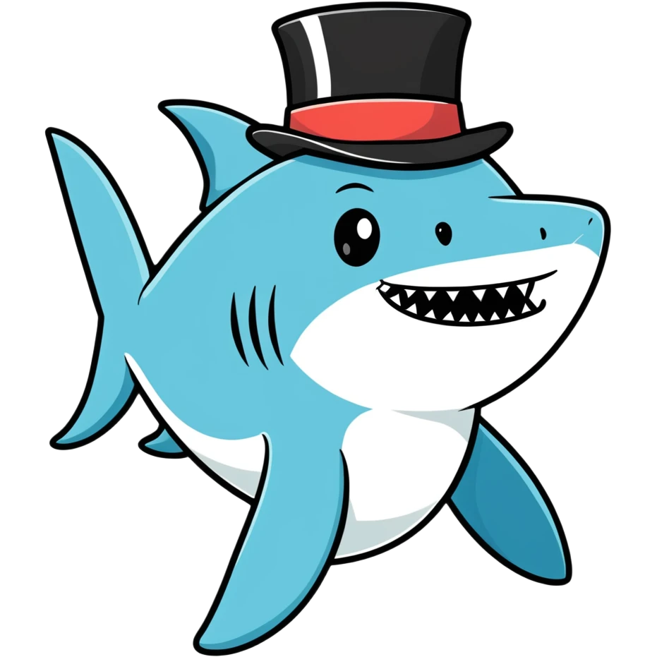 Shark with a top hat emoji