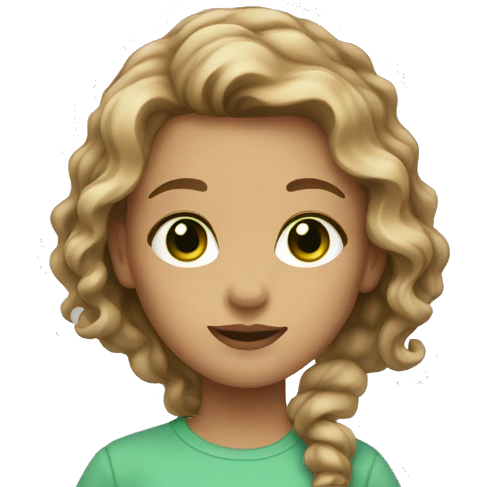 Girl with green eyes and light brown wavy hair  emoji