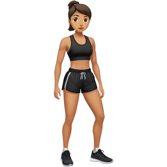 front view of full legs female with black gym shorts emoji