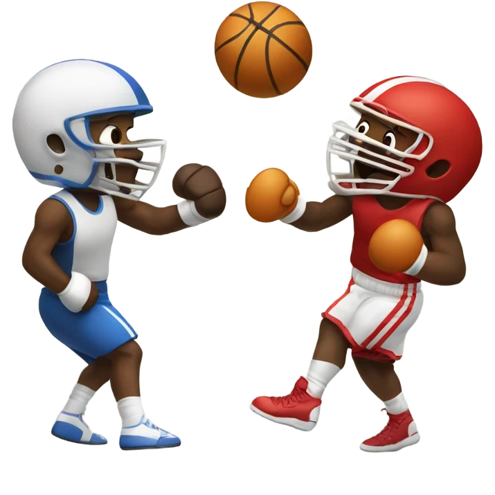 foootball versus basketball in a boxing match  emoji