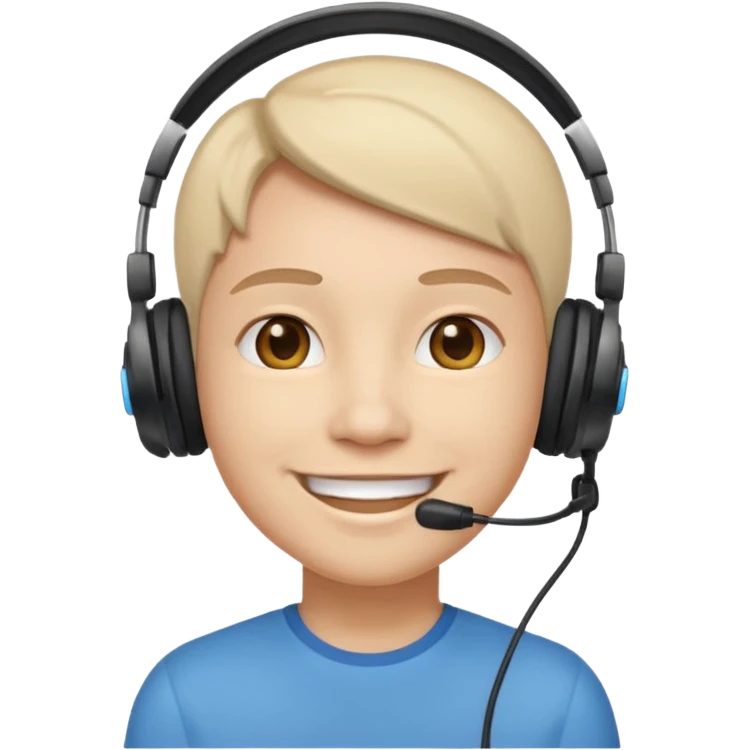 سمايل يضع سماعات التواصل مع الزبائن على رائسه emoji