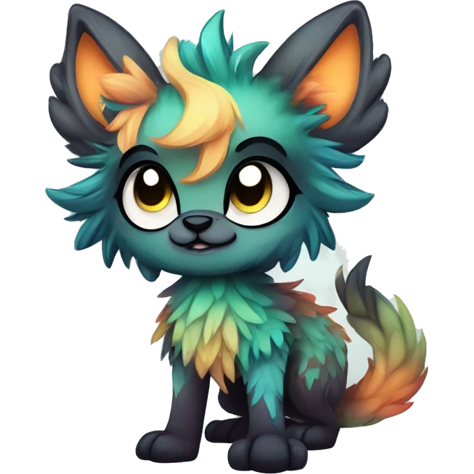 cute Kawaii edgy fantasy animal fursona Fionbri creature by griffsnuff & LiLaiRa & Falvie with exotic colors full body emoji
