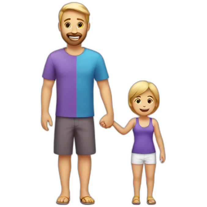 a white family with a kid, vacation purple icon emoji